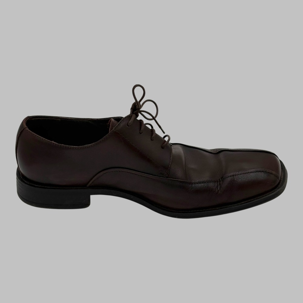 Stafford Essentials Nash Mens 8.5 M Brown Leather Square Toe Derby Dress Shoes - Picture 6 of 8